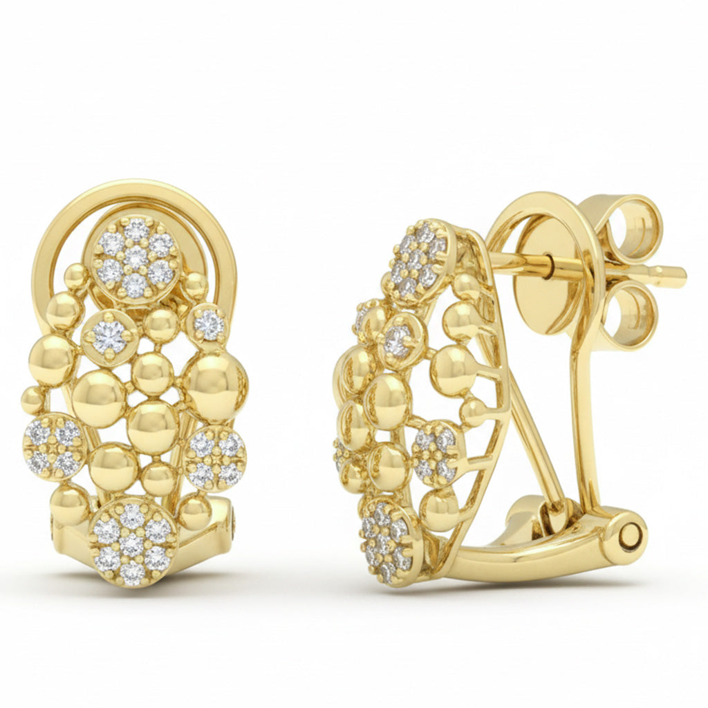.23ct G SI 14kt Yellow Gold Modern Round Diamond Lever Back Earrings