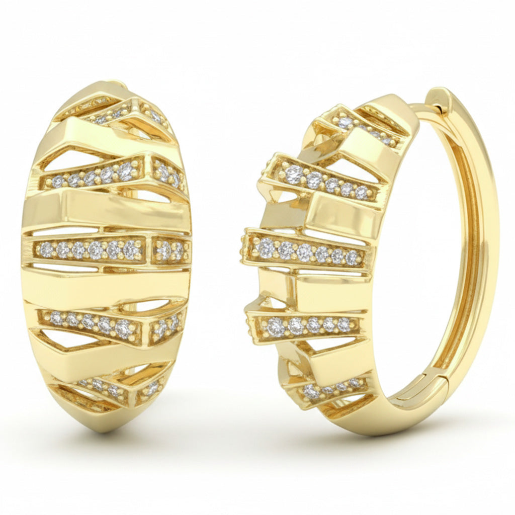 .27ct G SI 14kt Yellow Gold Modern Round Diamond Hoop Earrings