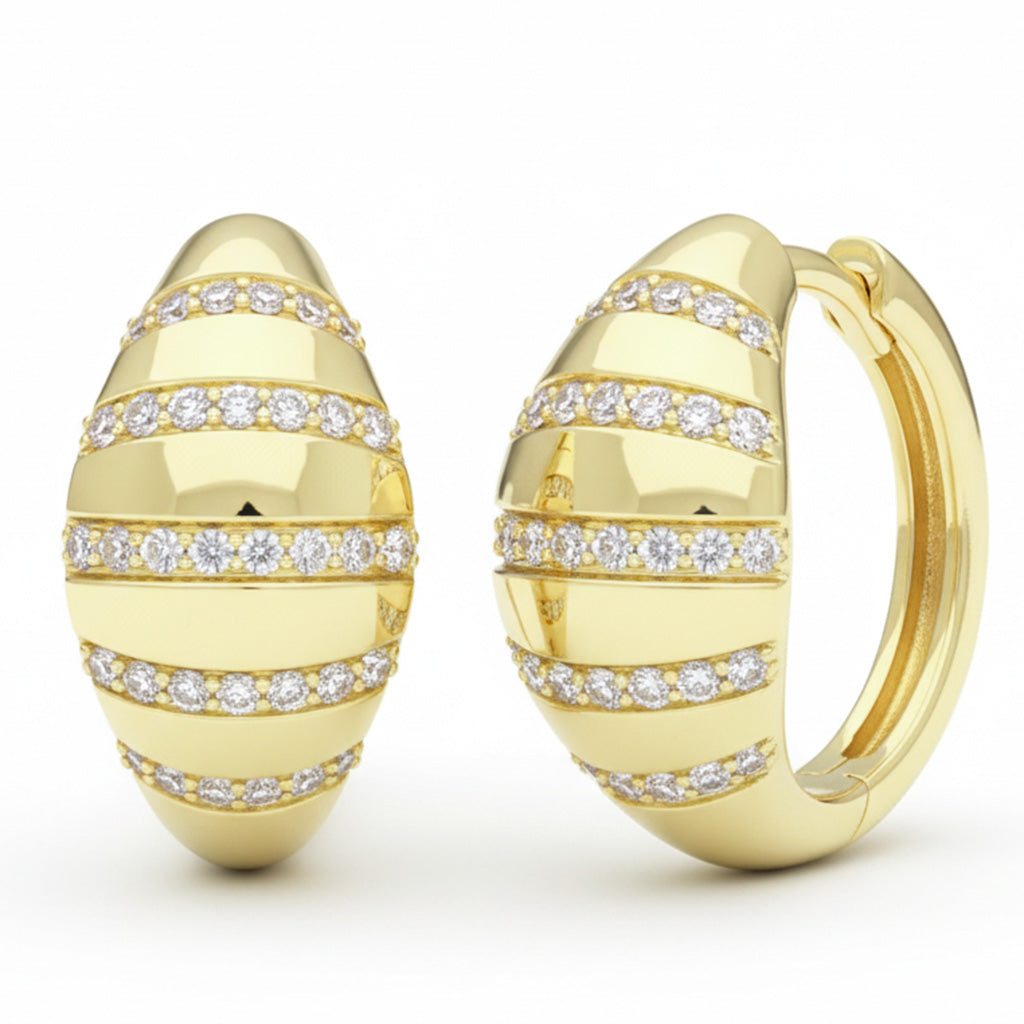 .34ct G SI 14kt Yellow Gold Dome Shaped Diamond Hoop Earrings