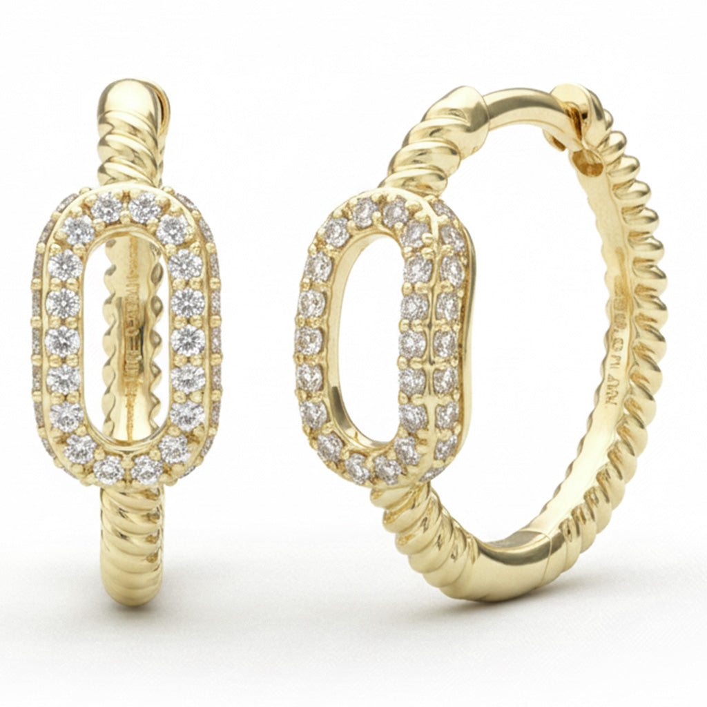 .25ct G SI 14kt Yellow Gold Round Diamond Hoop Earrings