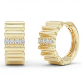 .09ct G SI 14kt Yellow Gold Modern Round Diamond Hoop Earrings