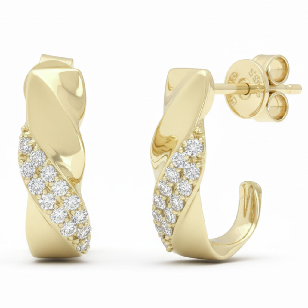 <span style="color:purple">SPECIAL!</span> .25ct G SI 14kt Yellow Gold Round Diamond J Hoop Earrings