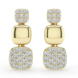 .26ct G SI 14kt Yellow Gold Square Shape Modern Diamond Drop Earrings