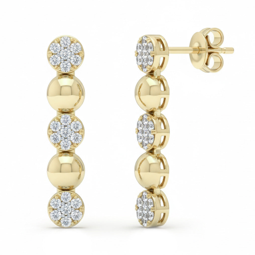 .15ct G SI 14kt Yellow Gold Round Diamond Drop Earrings