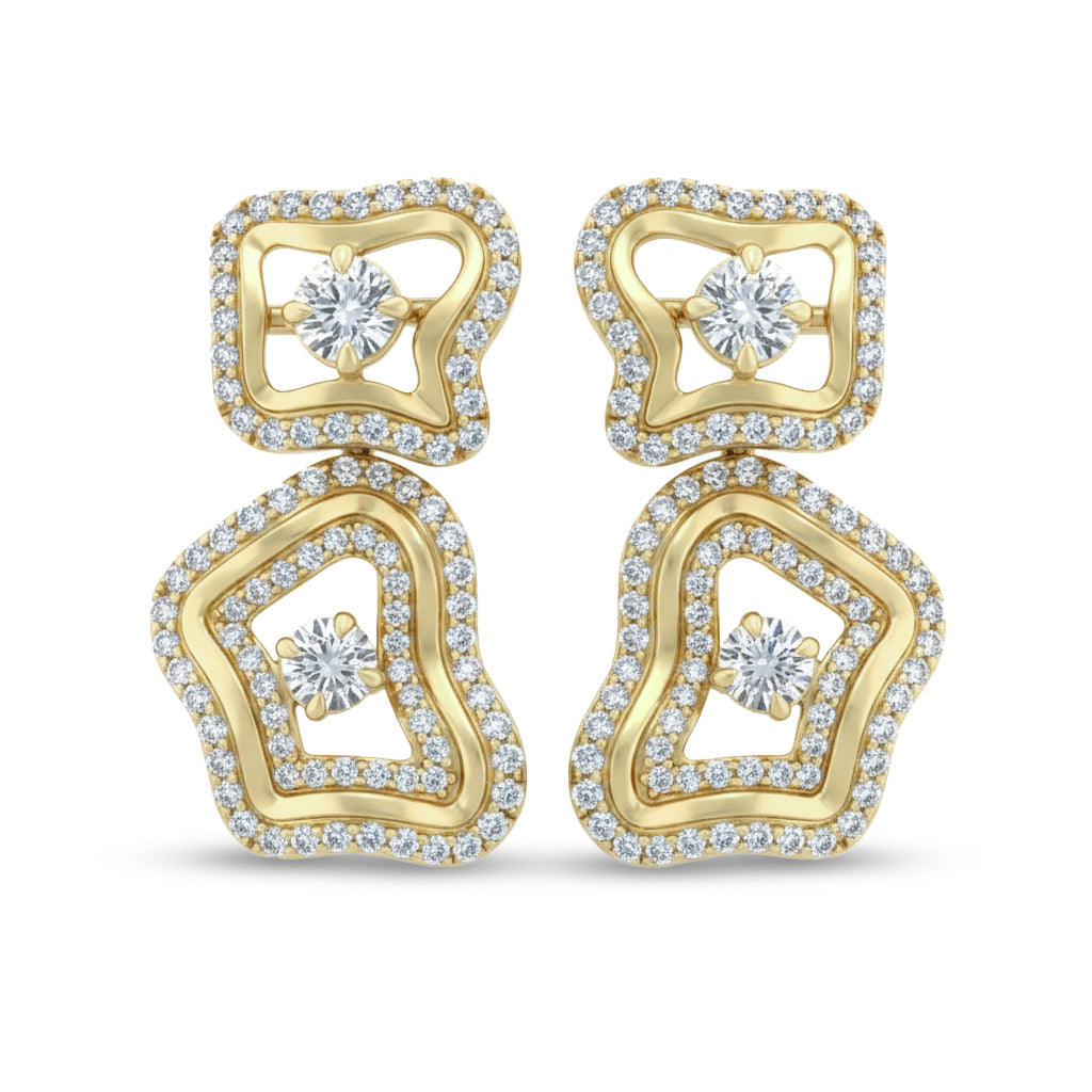 1.17ct G SI 14kt Yellow Gold Diamond Bloom Drop Earrings