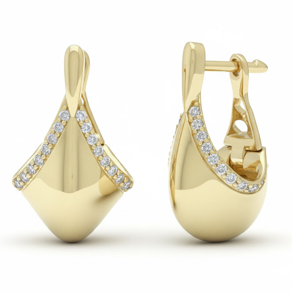 .21ct G SI 14kt Yellow Gold Round Diamond Modern Earrings