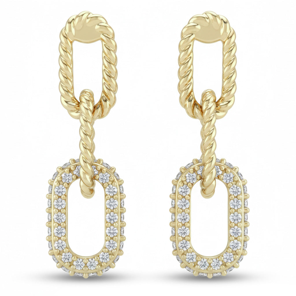 <span style="color:purple">SPECIAL!</span> .30ct G SI 14kt Yellow Gold Diamond Paper Clip Drop Earrings