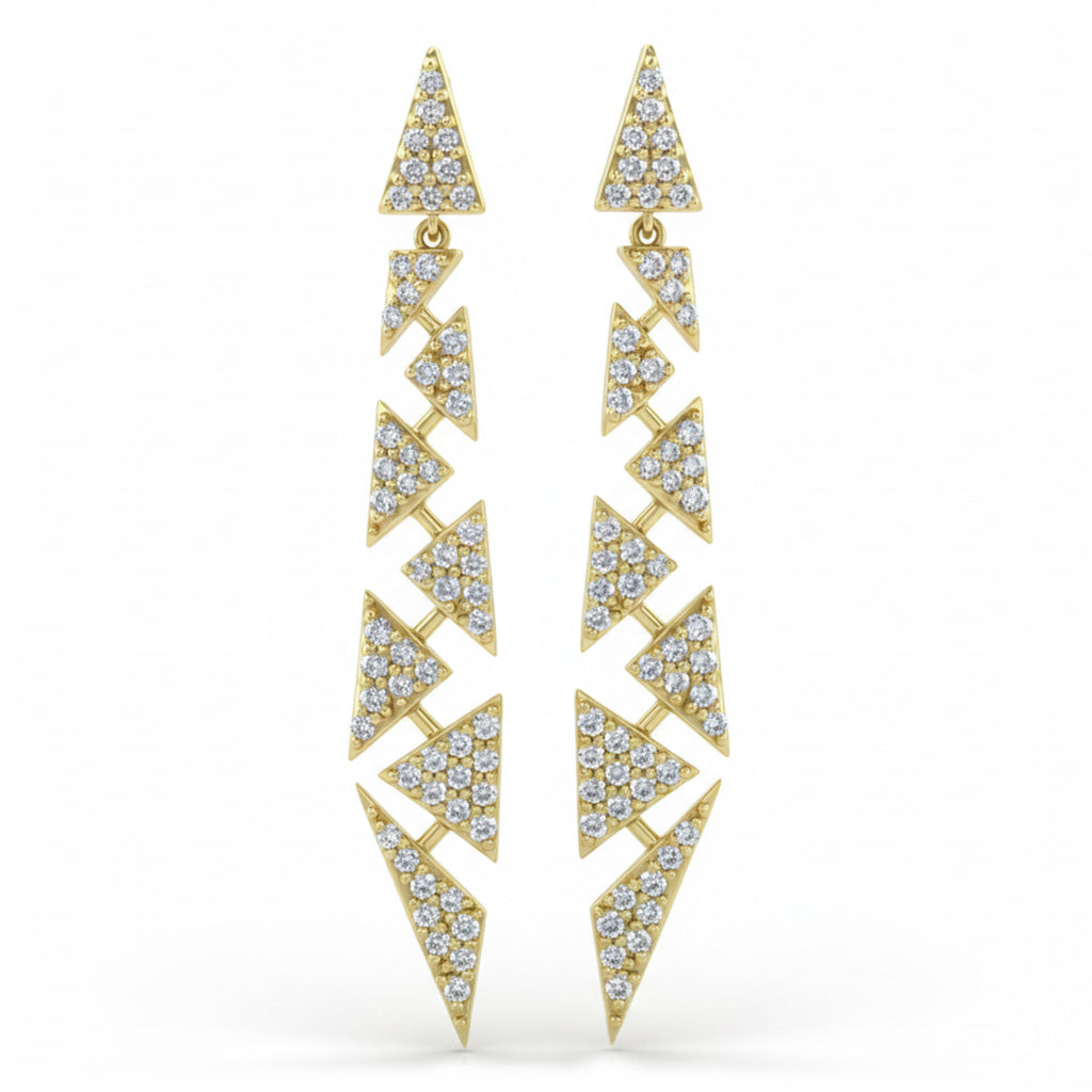 .38ct G SI 14kt Yellow Gold Ultra Modern Geometric Shape Diamond Drop Earrings