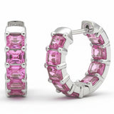 5.40ct G SI 14kt White Gold Pink Sapphire Gemstone Hoop Earrings