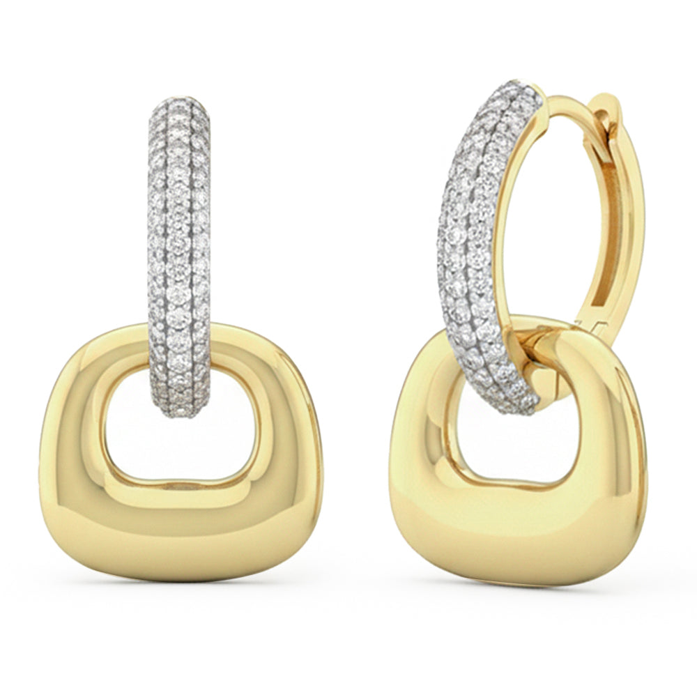 .56ct G SI 14kt Yellow Gold Diamond Chunky Modern Earrings