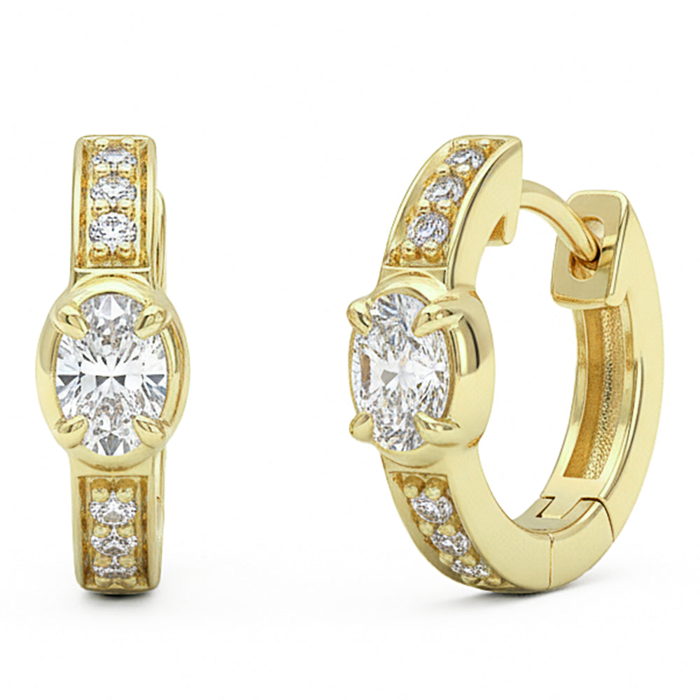 .42ct G SI 14kt Yellow Gold Oval Diamond Hoop Earrings