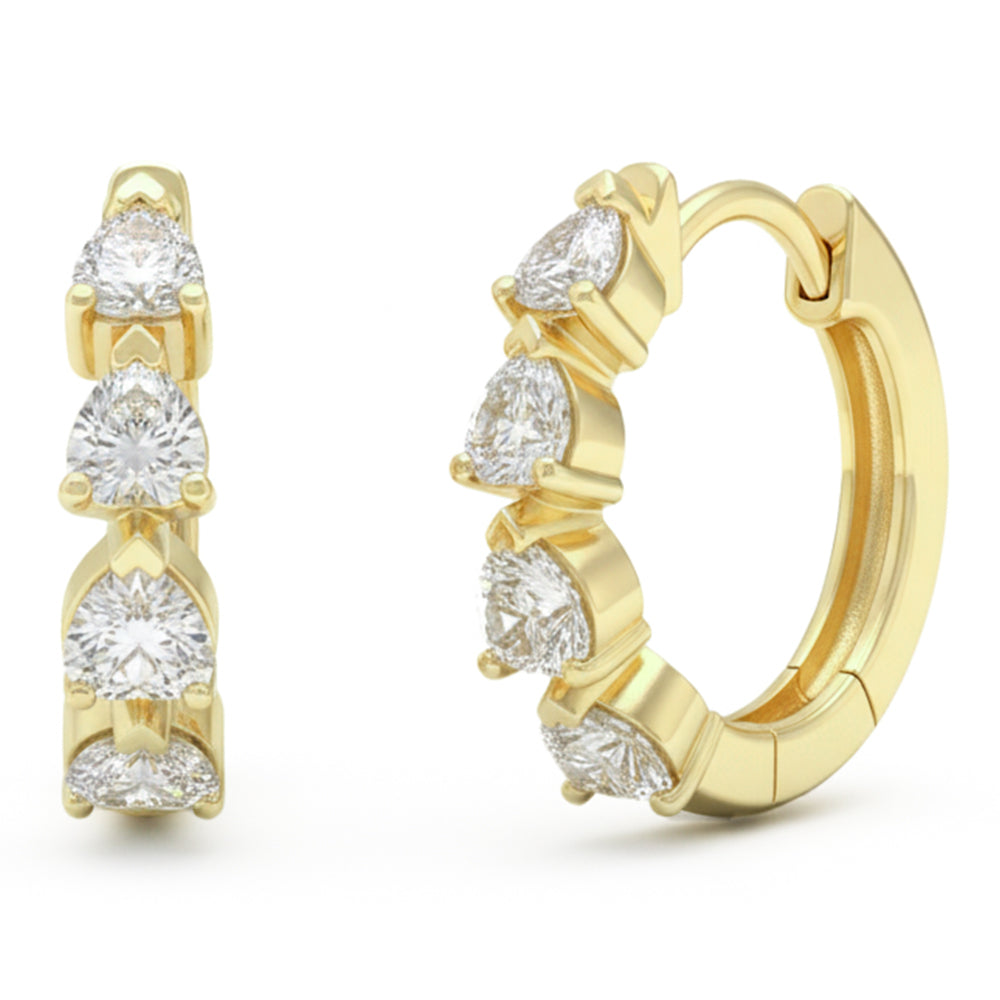 .99ct G SI 14kt Yellow Gold Heart Diamond Hoop Earrings