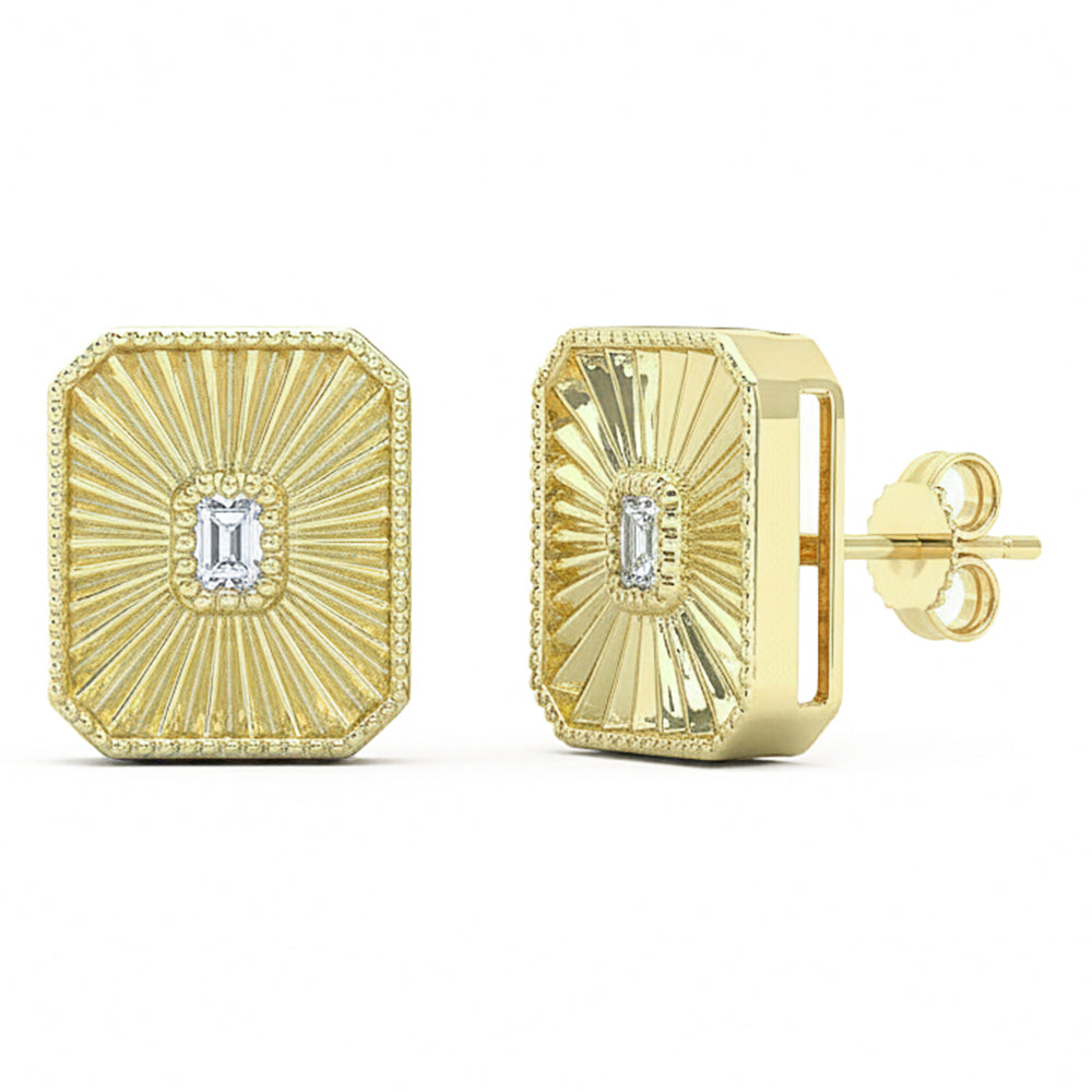.21ct G SI 14kt Yellow Gold Modern Square Diamond Stud Earrings