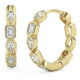 .85ct G SI 14kt Yellow Gold Multi Shape Diamond Bezel Set Hoop Earrings