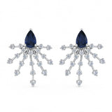 1.57ct G SI 14kt White Gold Diamond & Blue Sapphire Gemstone Modern Stud Earrings