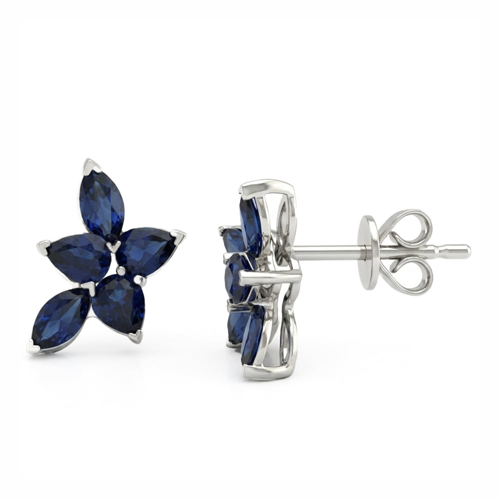 1.52ct G SI 14kt White Gold Blue Sapphire Gemstone Stud Earrings