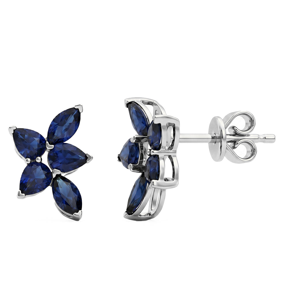 <span style="color:purple">SPECIAL!</span> 0ct G SI 14kt White Gold Blue Sapphire Ear Crawler Earrings