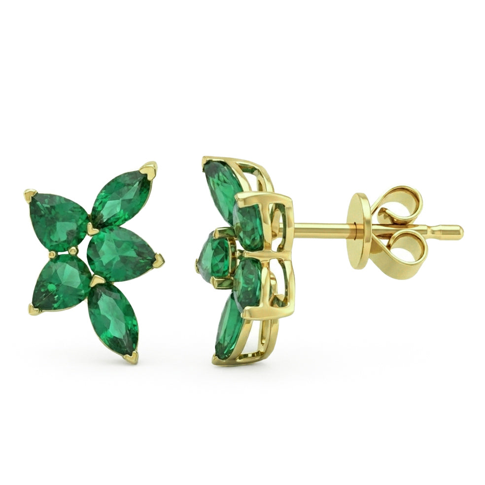 <span style="color:purple">SPECIAL!</span> 1.42ct G SI 14kt Yellow Gold Elegant Emerald Gemstone Stud Earrings