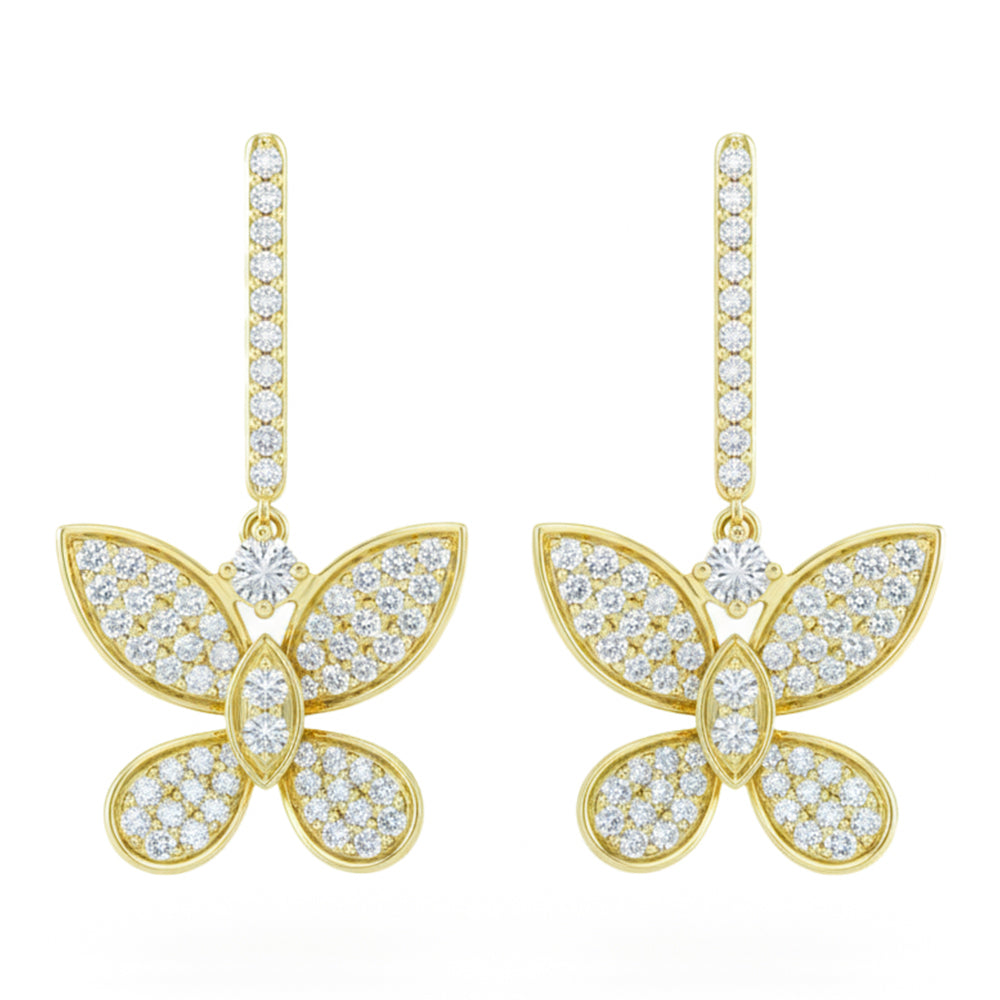 <span style="color:purple">SPECIAL!</span> .52ct G SI 14kt Yellow Gold Diamond Butterfly Drop Earrings
