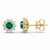 .45ct G SI 14kt Yellow Gold Diamond & Emerald Gemstone Stud Earrings