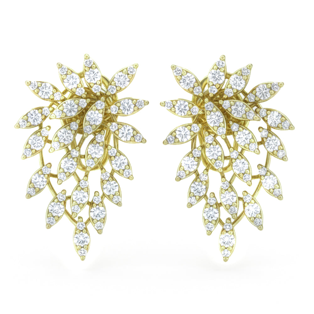 1.38ct G SI 14kt Yellow Gold Diamond Modern Studs Cocktail Earrings
