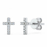 .04ct G SI 14kt White Gold Diamond Cross Studs Earrings