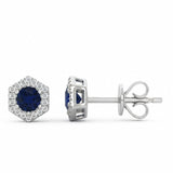 .50ct G SI 14kt White Gold Diamond & Blue Sapphire Gemstone Stud Earrings