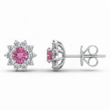 .62ct G SI 14kt White Gold Diamond & Pink Sapphire Gemstone Stud Earrings