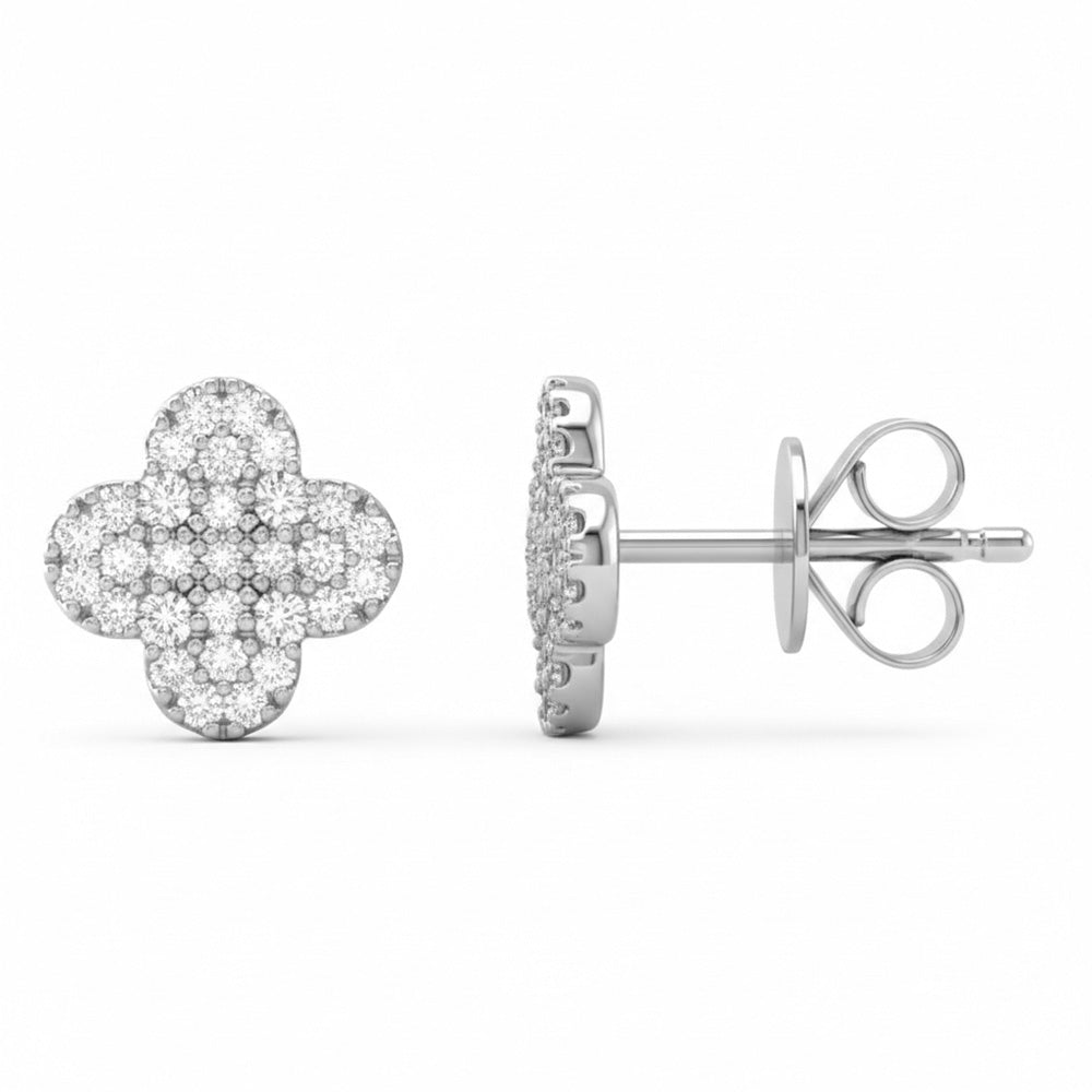 .34ct G SI 14kt White Gold Diamond Clover Stud Earrings