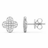 .34ct G SI 14kt White Gold Diamond Clover Stud Earrings