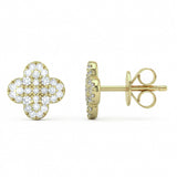 .34ct G SI 14kt Yellow Gold Diamond Clover Stud Earrings