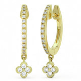 .16ct G SI 14kt Yellow Gold Diamond Clover Drop Earrings