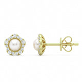 .14ct G SI 14kt Yellow Gold Diamond & Pearl Stud Earrings