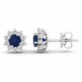 .68ct G SI 14kt White Gold Diamond & Blue Sapphire Gemstone Stud Earrings