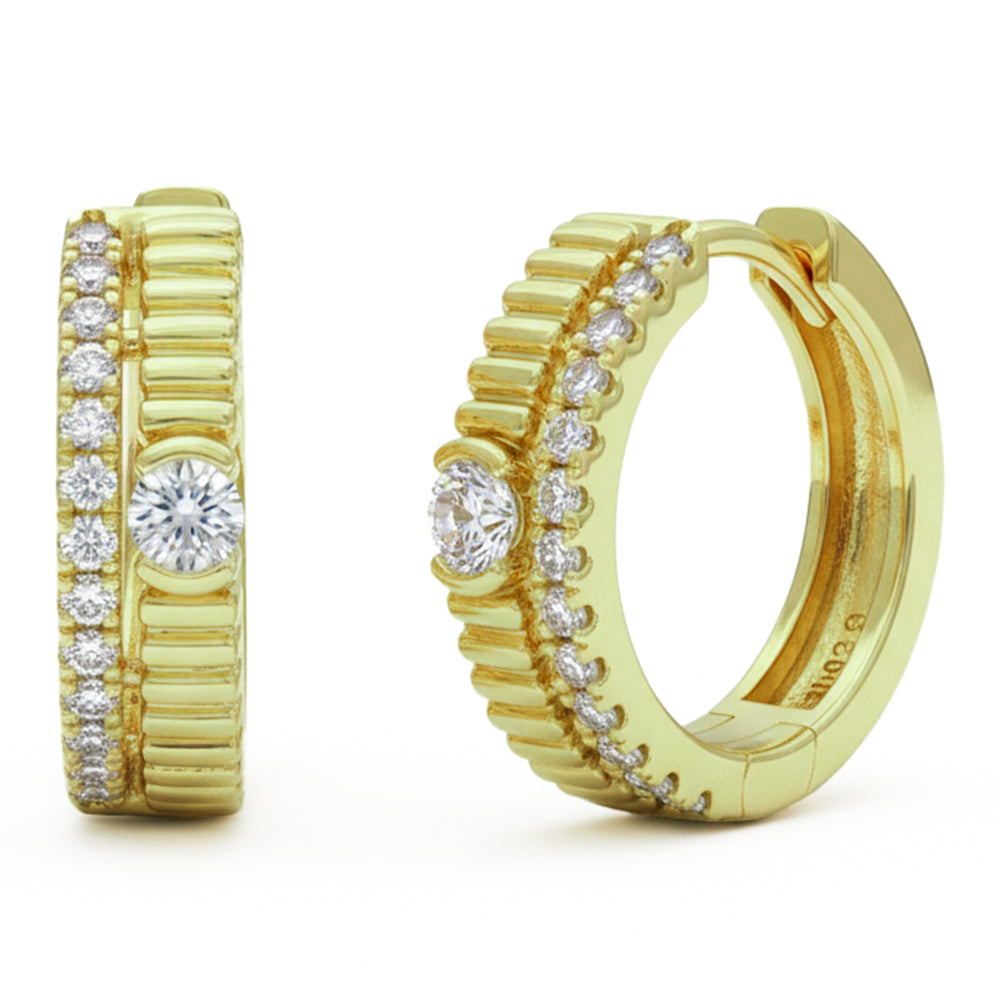 .24ct G SI 14kt Yellow Gold Diamond Hoop Huggie Earrings