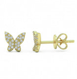 .13ct G SI 14kt Yellow Gold Diamond Butterfly Studs Earrings