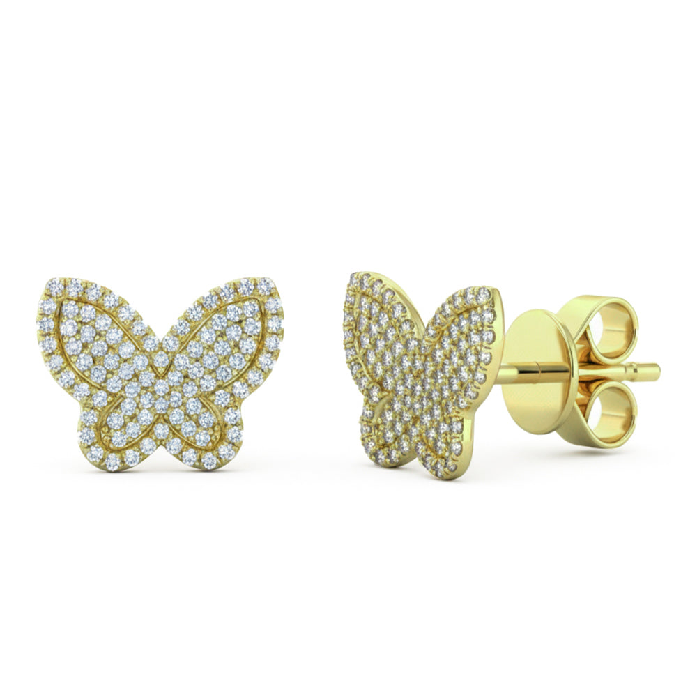 .30ct G SI 14kt Yellow Gold Diamond Butterfly Studs Earrings