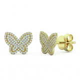 .30ct G SI 14kt Yellow Gold Diamond Butterfly Studs Earrings