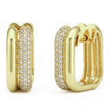 .25ct G SI 14kt Yellow Gold Modern Double Hoop Diamond Earrings