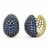 2.81ct G SI 14kt Yellow Gold Blue Sapphire Gemstone Dome Hoop Earrings