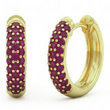 <span style="color:purple">¡ESPECIAL!</span> Pendientes de aro de rubí de oro amarillo de 14 kt, 0,91 ct G SI