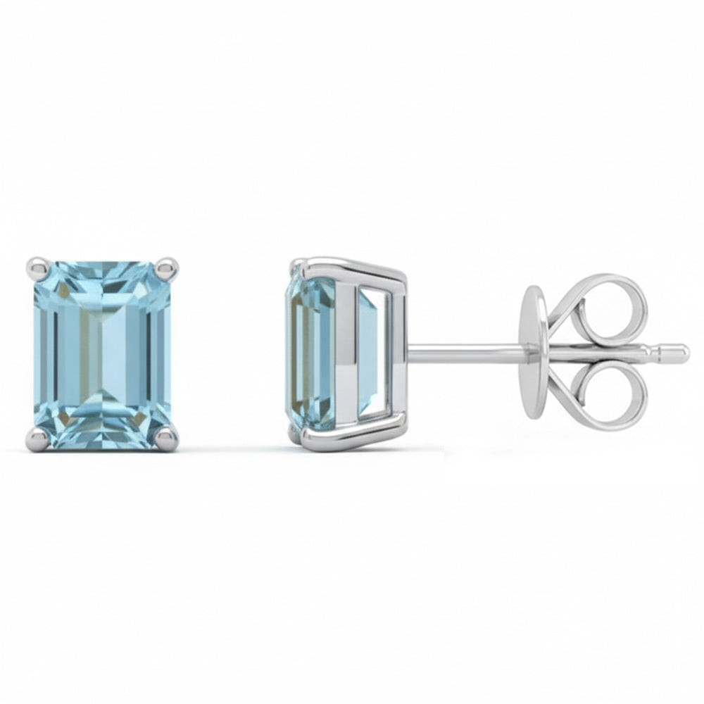 1.54ct 14kt White Gold Aquamarine Gemstone Stud Earrings