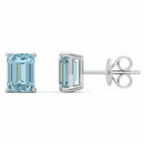 1.54ct 14kt White Gold Aquamarine Gemstone Stud Earrings