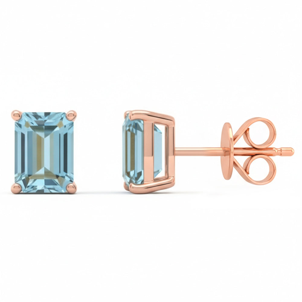 1.78ct 14kt Rose Gold Aquamarine Gemstone Stud Earrings