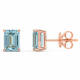 1.78ct 14kt Rose Gold Aquamarine Gemstone Stud Earrings