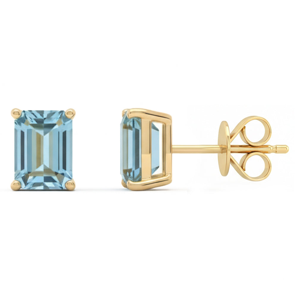 1.54ct 14kt Yellow Gold Aquamarine Gemstone Stud Earrings