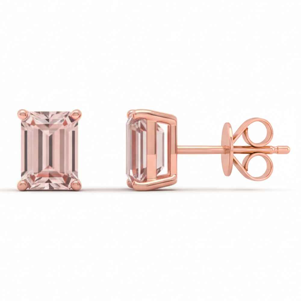 1.76ct G SI 14kt Rose Gold Morganite Gemstone Stud Earrings