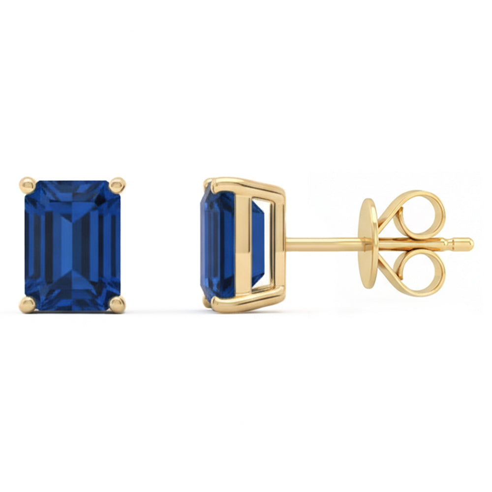 1.51ct 14kt Yellow Gold Blue Sapphire Gemstone Stud Earrings