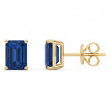 1.51ct 14kt Yellow Gold Blue Sapphire Gemstone Stud Earrings