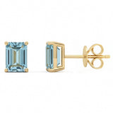 .98ct 14kt Yellow Gold Aquamarine Gemstone Stud Earrings